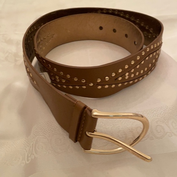 Michael Kors brown belt w/gold “peg” designs (OLCC) (BELT only) - Picture 1 of 11